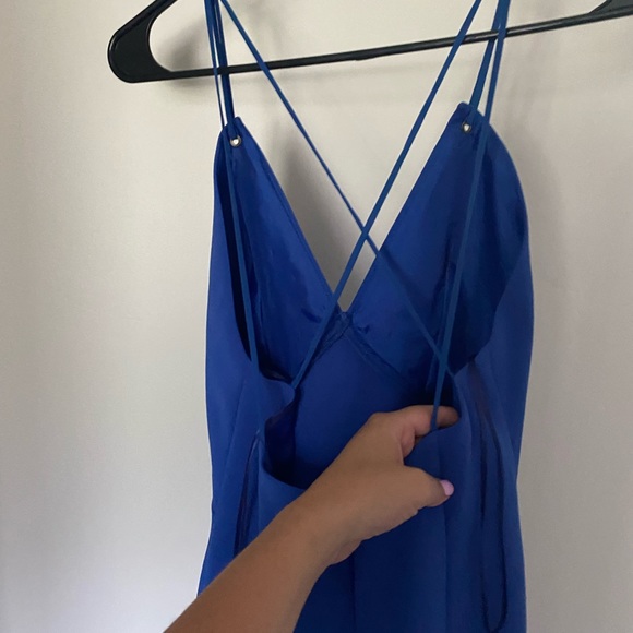 Topshop Blue Midi Dress with Slit - Picture 3 of 4